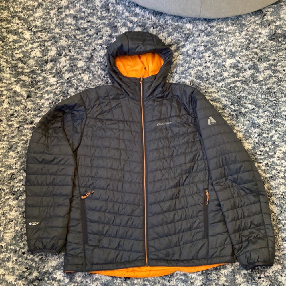 Eddie Bauer reversible synthetic down jacket.  Size Large